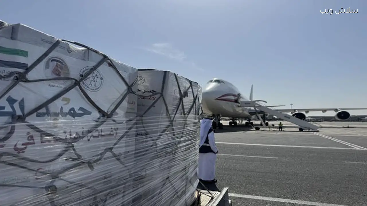 استقبال مطار العريش شحنة مساعدات إماراتية تزن 100 طن للفلسطينيين في غزة