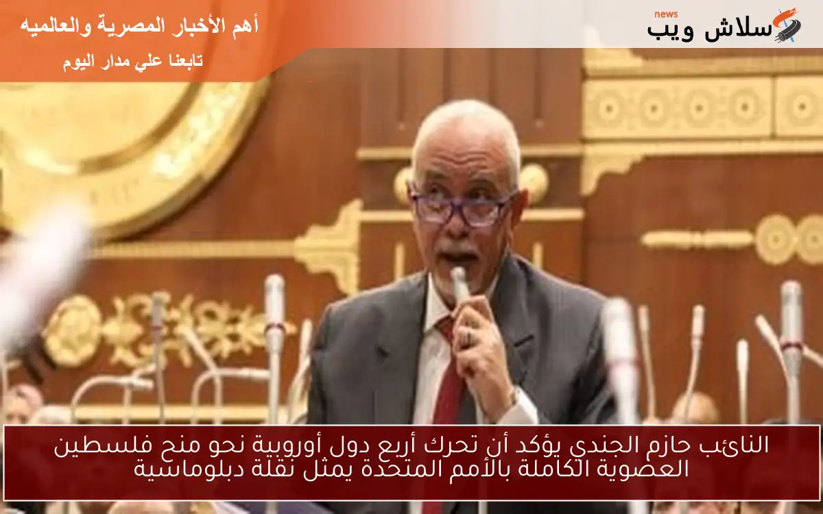 النائب حازم الجندي يؤكد أن تحرك أربع دول أوروبية نحو منح فلسطين العضوية الكاملة بالأمم المتحدة يمثل نقلة دبلوماسية