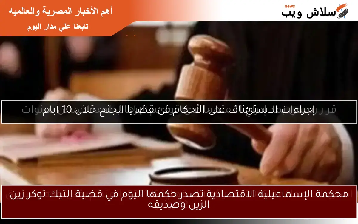 محكمة الإسماعيلية الاقتصادية تصدر حكمها اليوم في قضية التيك توكر زين الزين وصديقه