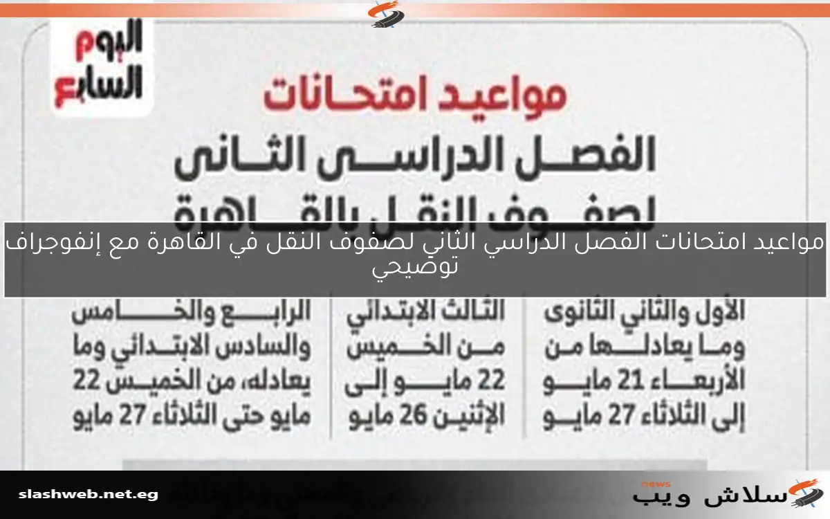 مواعيد امتحانات الفصل الدراسي الثاني لصفوف النقل في القاهرة مع إنفوجراف توضيحي