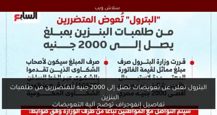 تعويض المتضررين من طلمبات البنزين بمبلغ 2000 جنيه من وزارة البترول
إنفوجراف يوضح تفاصيل التعويضات المقدمة