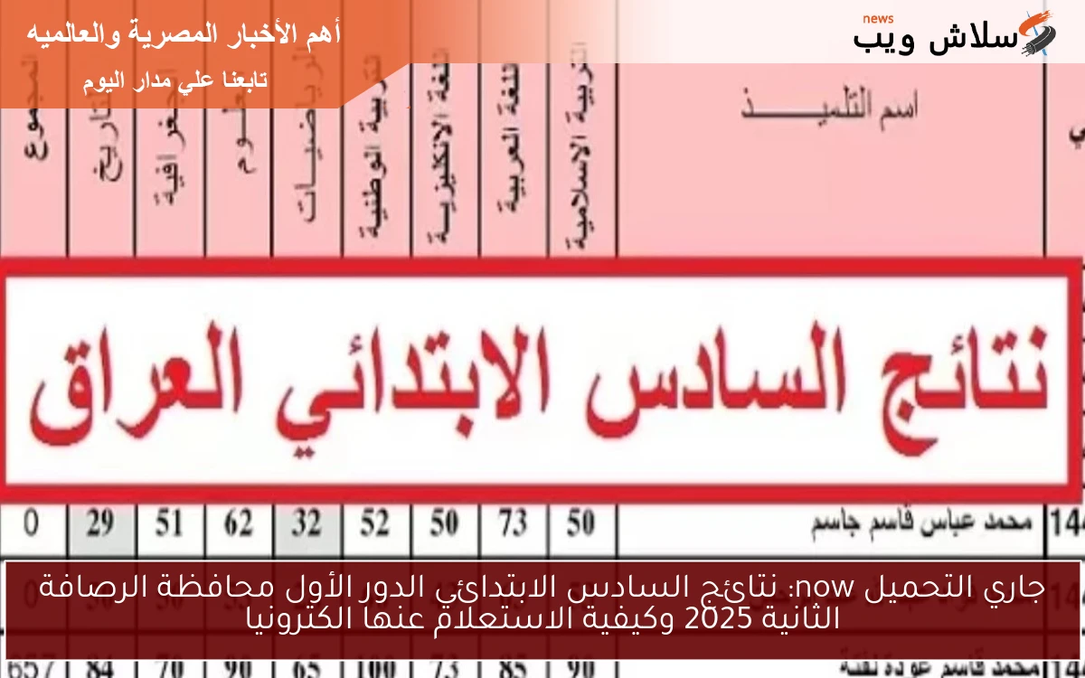 جاري التحميل now: نتائج السادس الابتدائي الدور الأول محافظة الرصافة الثانية 2025 وخطوات الاستعلام عنها الكترونيا