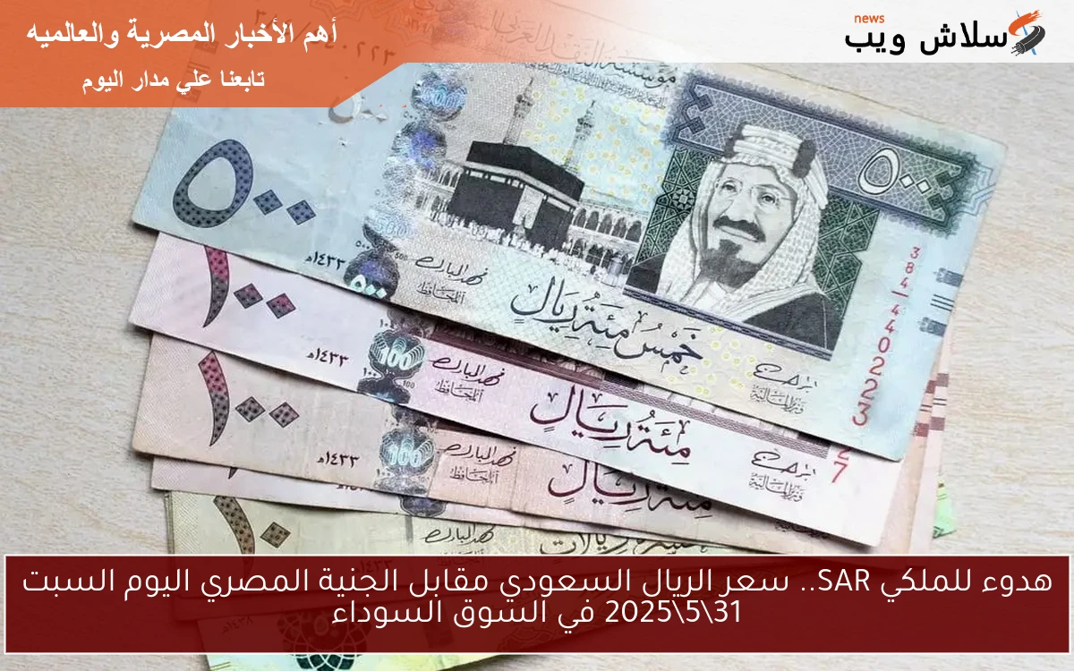 هدوء للملكي SAR.. سعر الريال السعودي مقابل الجنية المصري اليوم السبت 31\5\2025 في السوق السوداء