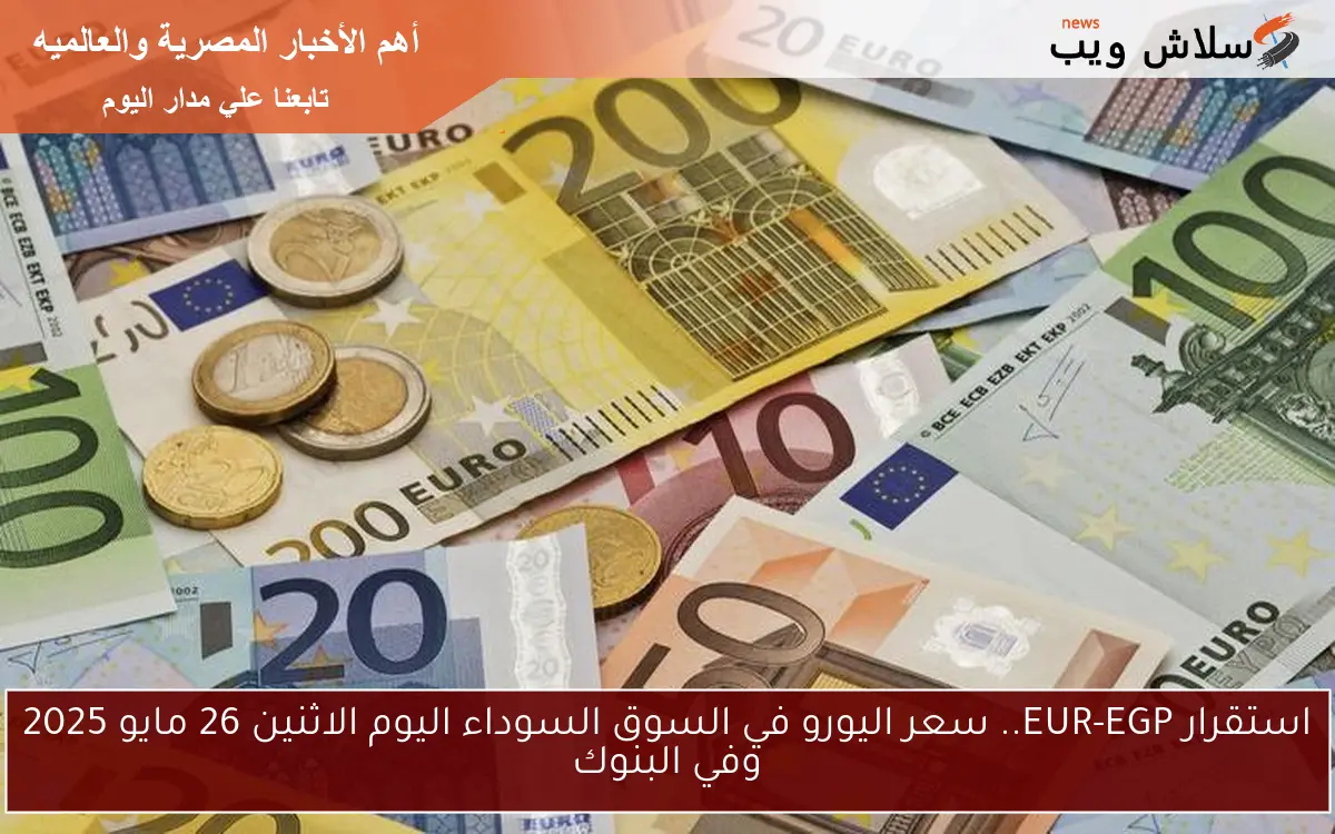 استقرار EUR-EGP.. سعر اليورو في السوق السوداء اليوم الاثنين 26 مايو 2025 وفي البنوك