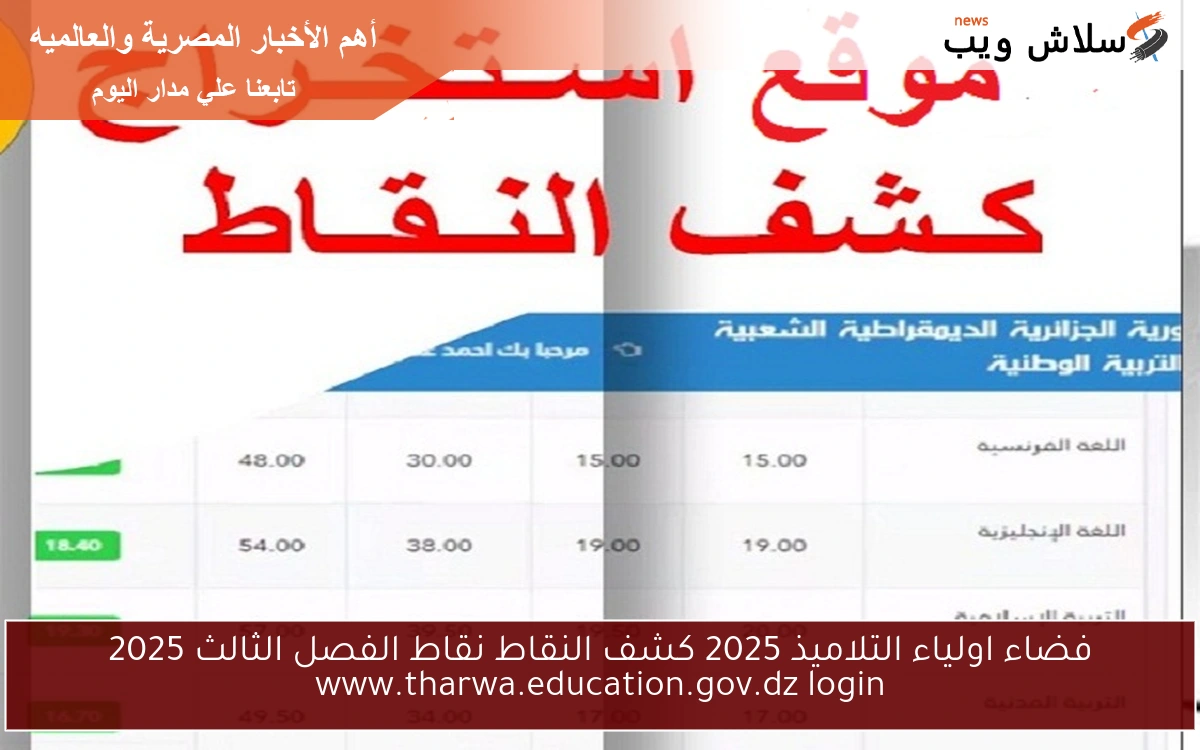 خلال ســاعات.. فضاء اولياء التلاميذ 2025 كشف النقاط نقاط الفصل الثالث 2025 awlyaa education gov dz