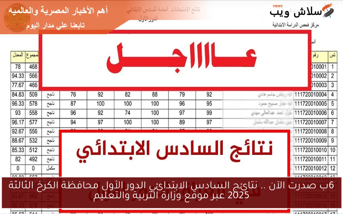 6ب صدرت الآن .. نتائج السادس الابتدائي الدور الأول محافظة الكرخ الثالثة 2025 عبر موقع وزارة التربية والتعليم