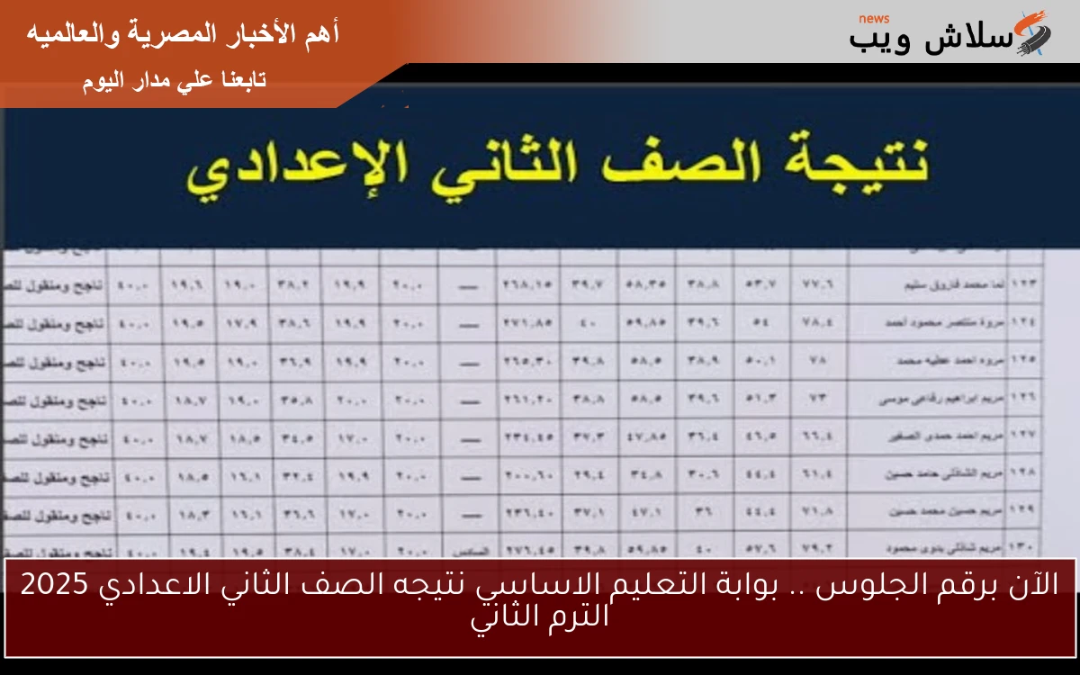 الآن برقم الجلوس .. بوابة التعليم الاساسي نتيجه الصف الثاني الاعدادي 2025 الترم الثاني