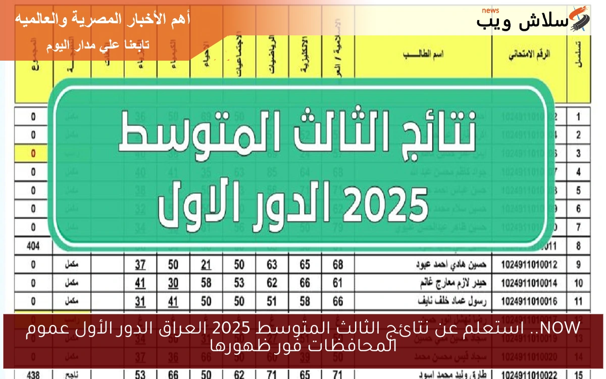 NOW.. استعلم عن نتائج الثالث المتوسط 2025 العراق الدور الأول عموم المحافظات فور ظهورها
