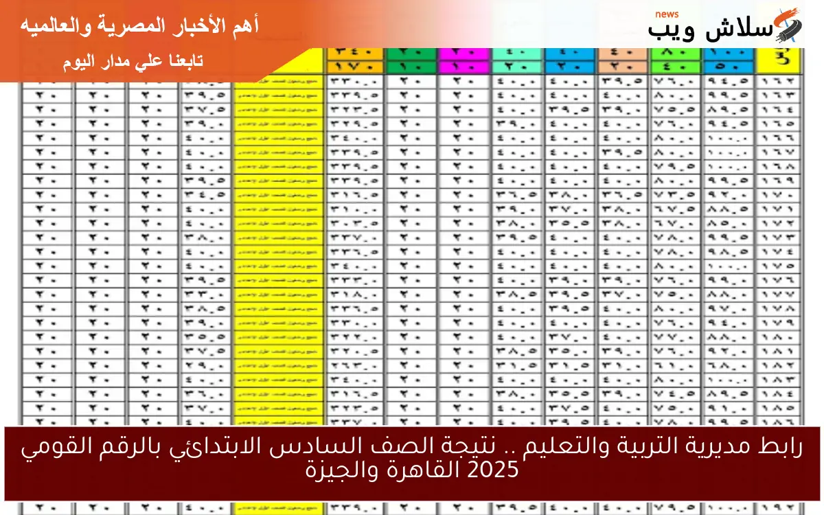 رابط مديرية التربية والتعليم .. نتيجة الصف السادس الابتدائي بالرقم القومي 2025 القاهرة والجيزة