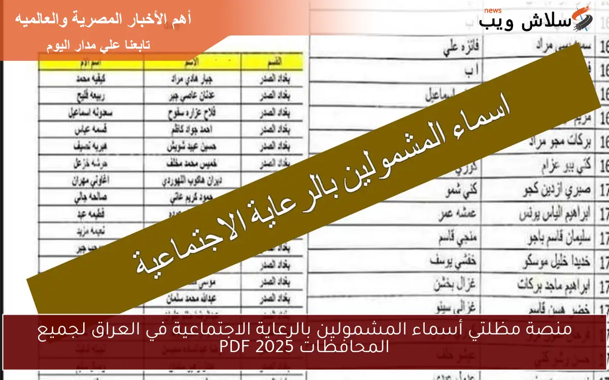 منصة مظلتي أسماء المشمولين بالرعاية الاجتماعية في العراق لجميع المحافظات 2025 PDF