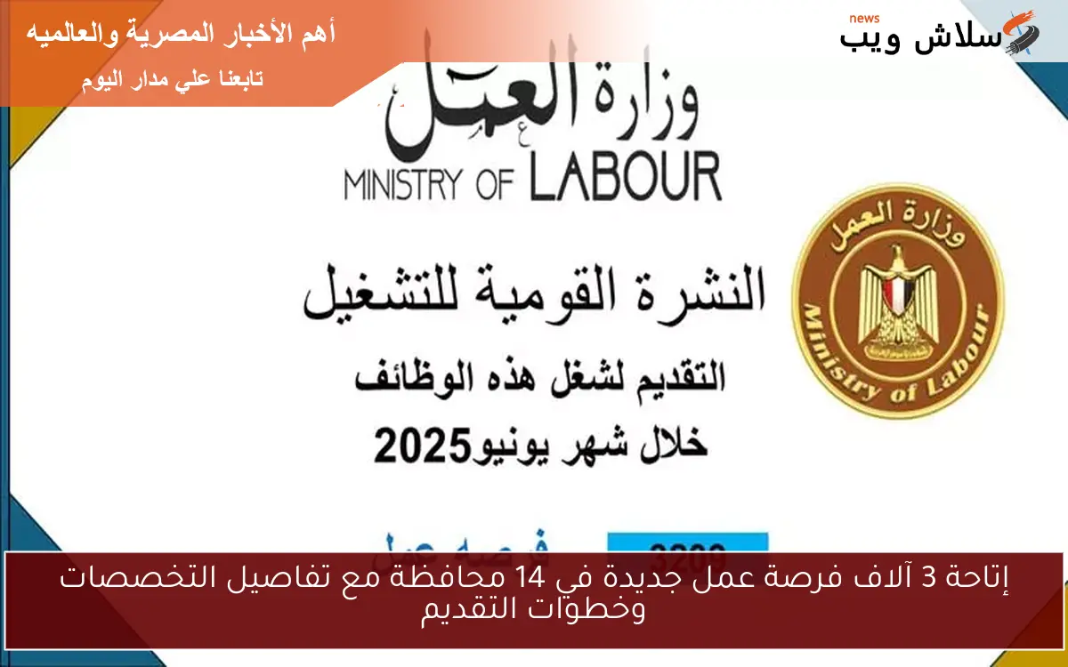 إتاحة 3 آلاف فرصة عمل جديدة في 14 محافظة مع تفاصيل التخصصات وخطوات التقديم