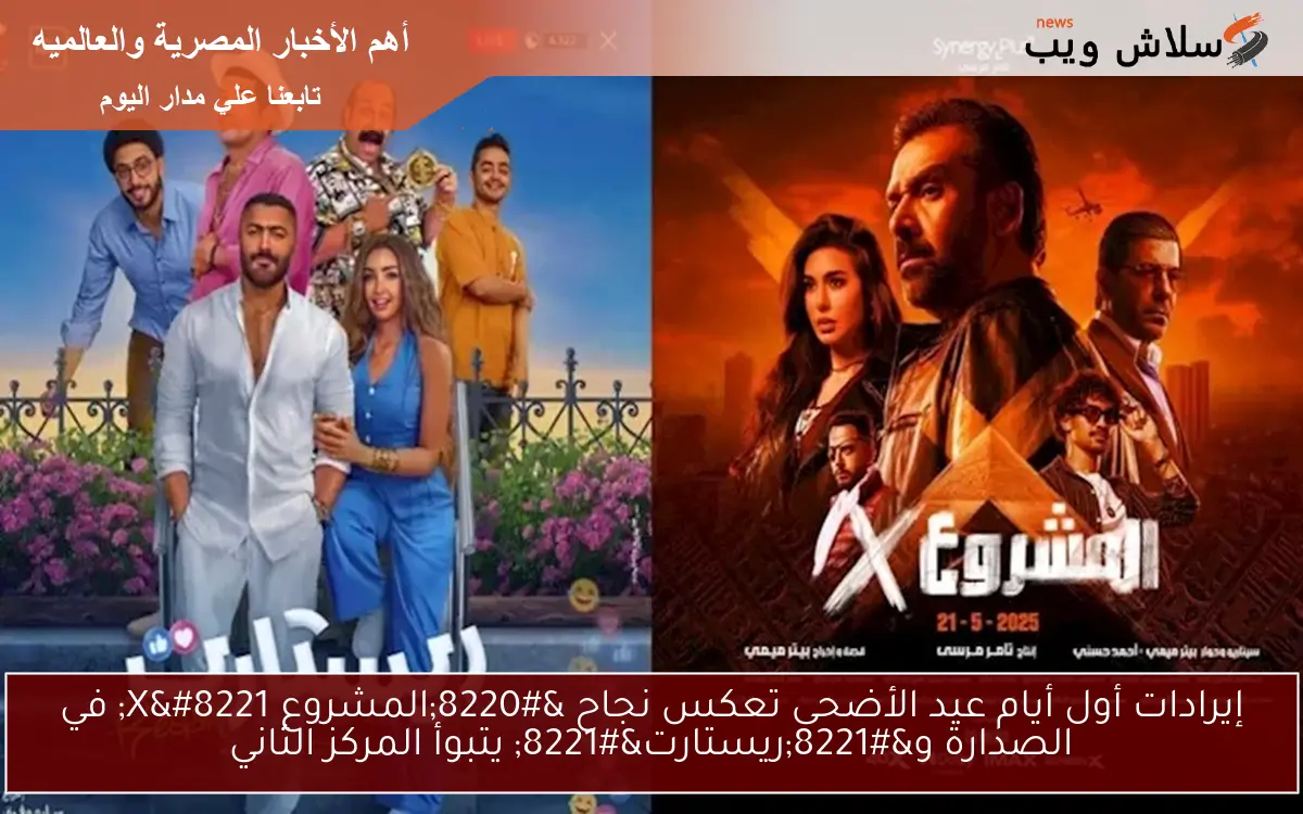 إيرادات أول أيام عيد الأضحى تعكس نجاح “المشروع X” في الصدارة و”ريستارت” يتبوأ المركز الثاني