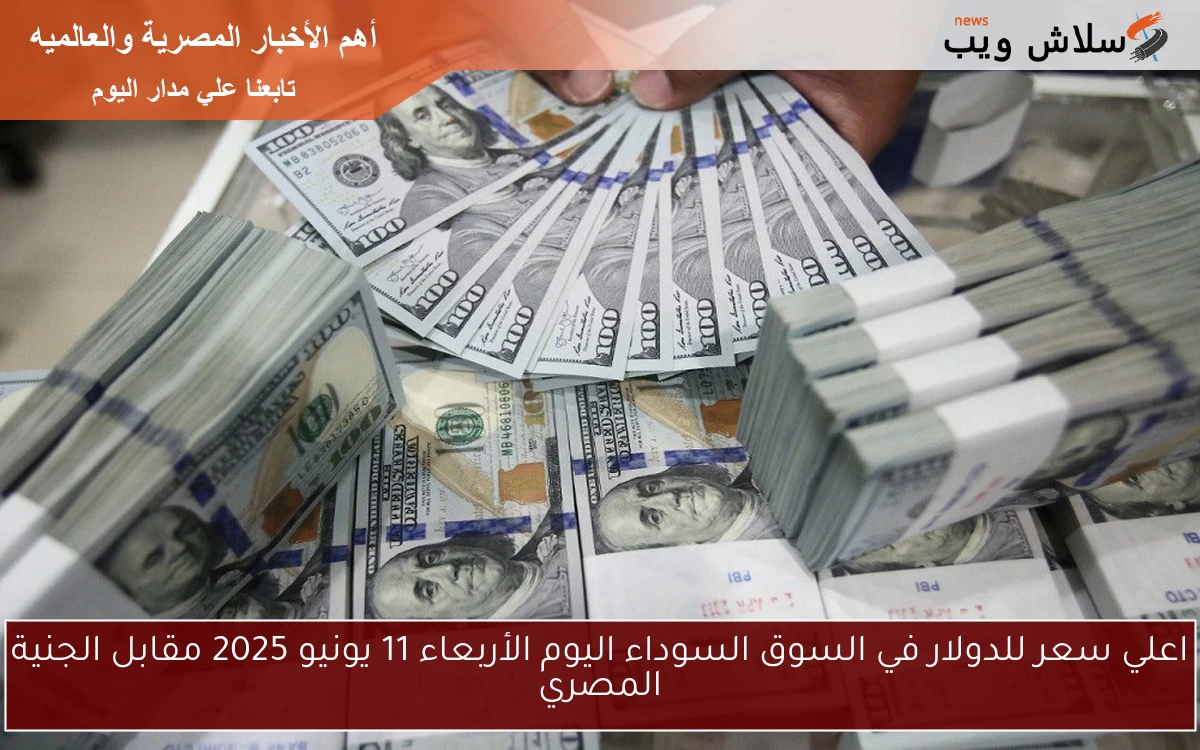 اعلي سعر للدولار في السوق السوداء اليوم الأربعاء 11 يونيو 2025 مقابل الجنية المصري