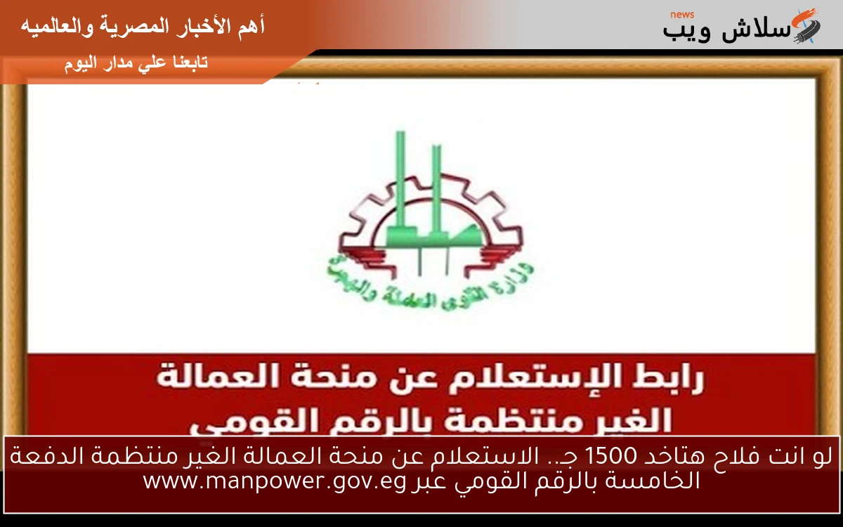 الاستعلام عن منحة العمالة الغير منتظمة الدفعة الخامسة بالرقم القومي عبر www.manpower.gov.eg