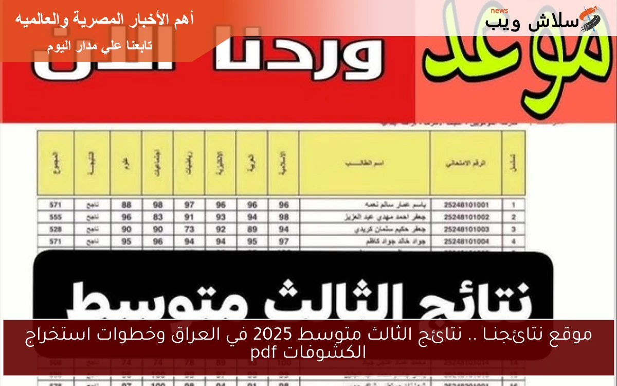 موقع نتائجنــا .. نتائج الثالث متوسط 2025 في العراق وخطوات استخراج الكشوفات pdf