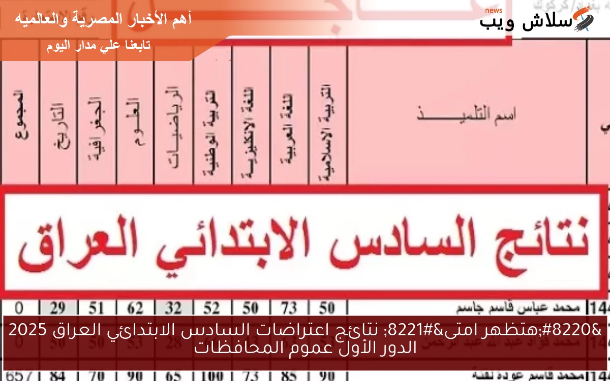 “هتظهر امتى” نتائج اعتراضات السادس الابتدائي العراق 2025 الدور الأول عموم المحافظات