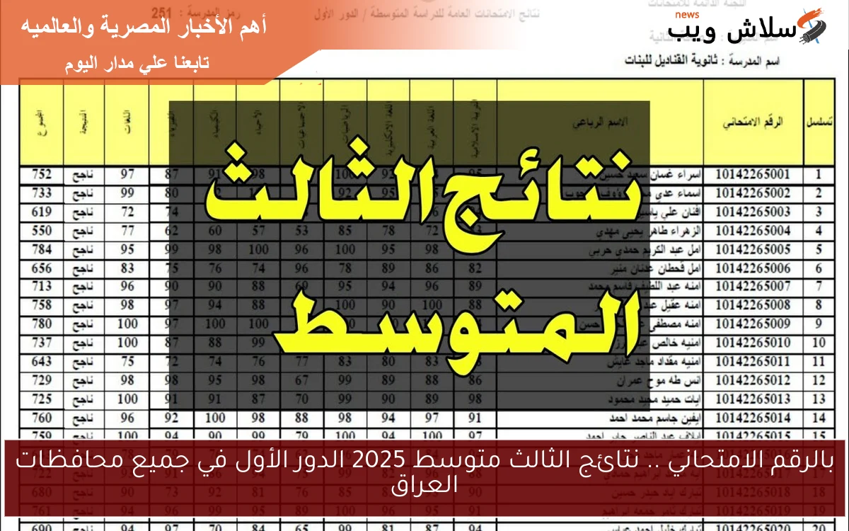 بالرقم الامتحاني .. نتائج الثالث متوسط 2025 الدور الأول في جميع محافظات العراق