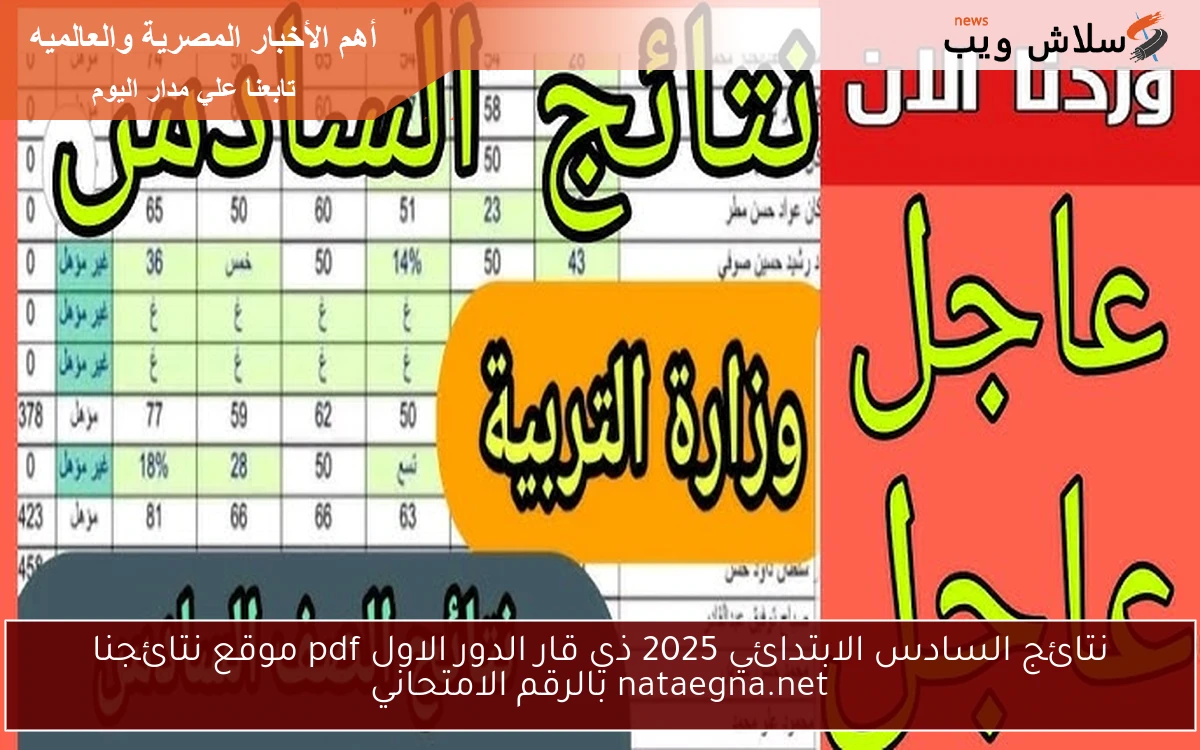 نتائج السادس الابتدائي 2025 ذي قار الدور الاول pdf موقع نتائجنا nataegna.net بالرقم الامتحاني