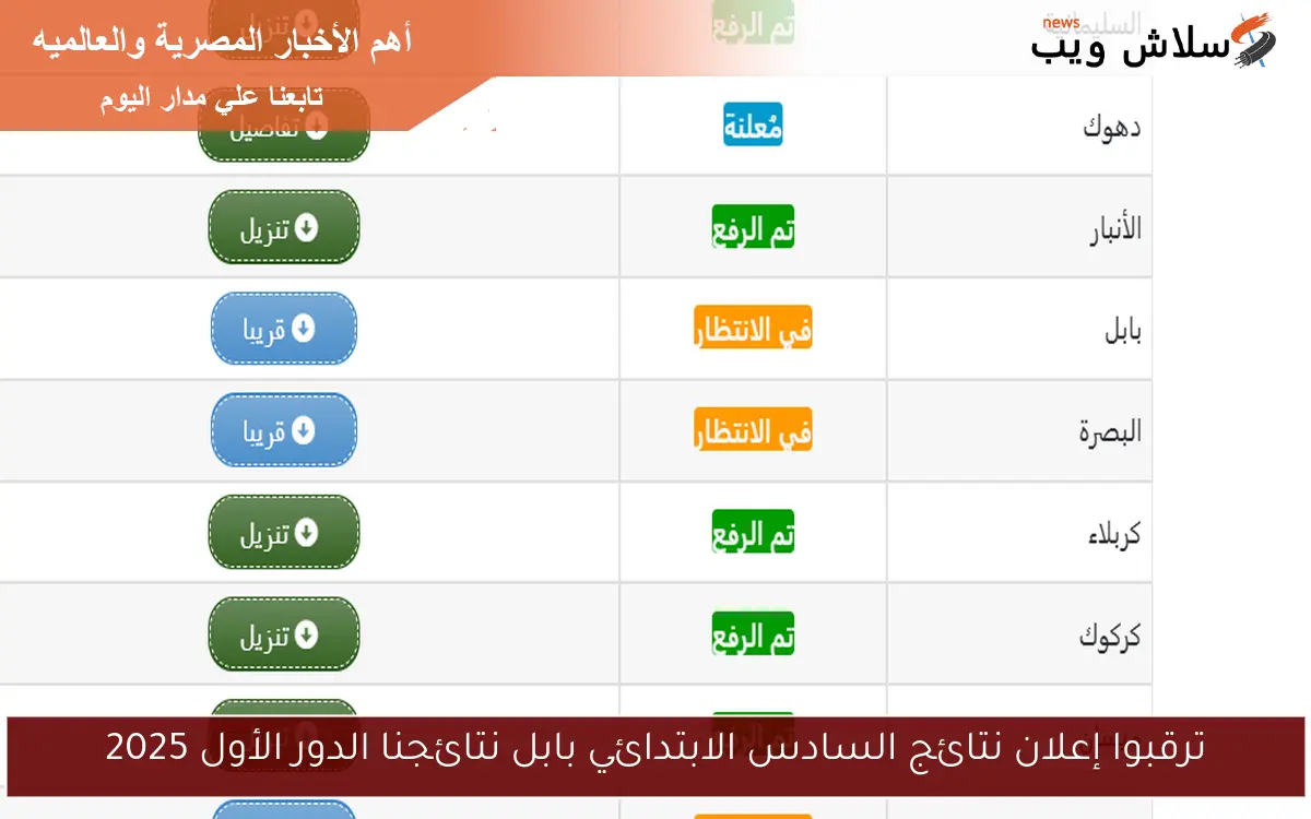 ترقبوا إعلان نتائج السادس الابتدائي بابل نتائجنا الدور الأول 2025