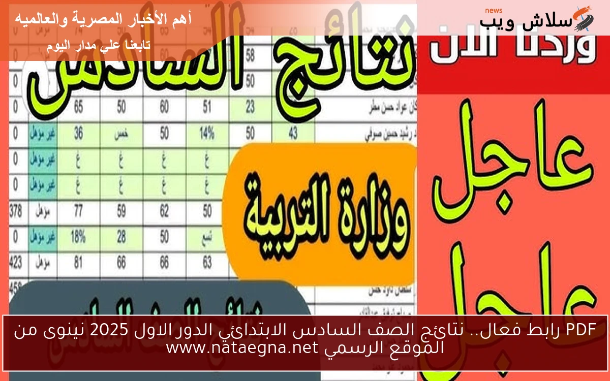 PDF رابط فعال.. نتائج الصف السادس الابتدائي الدور الاول 2025 نينوى من الموقع الرسمي www.nataegna.net