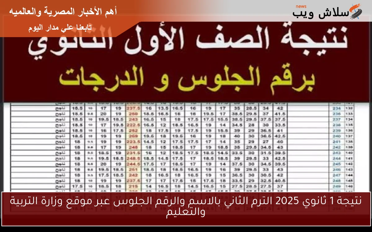 نتيجة 1 ثانوي 2025 الترم الثاني بالاسم والرقم الجلوس عبر موقع وزارة التربية والتعليم