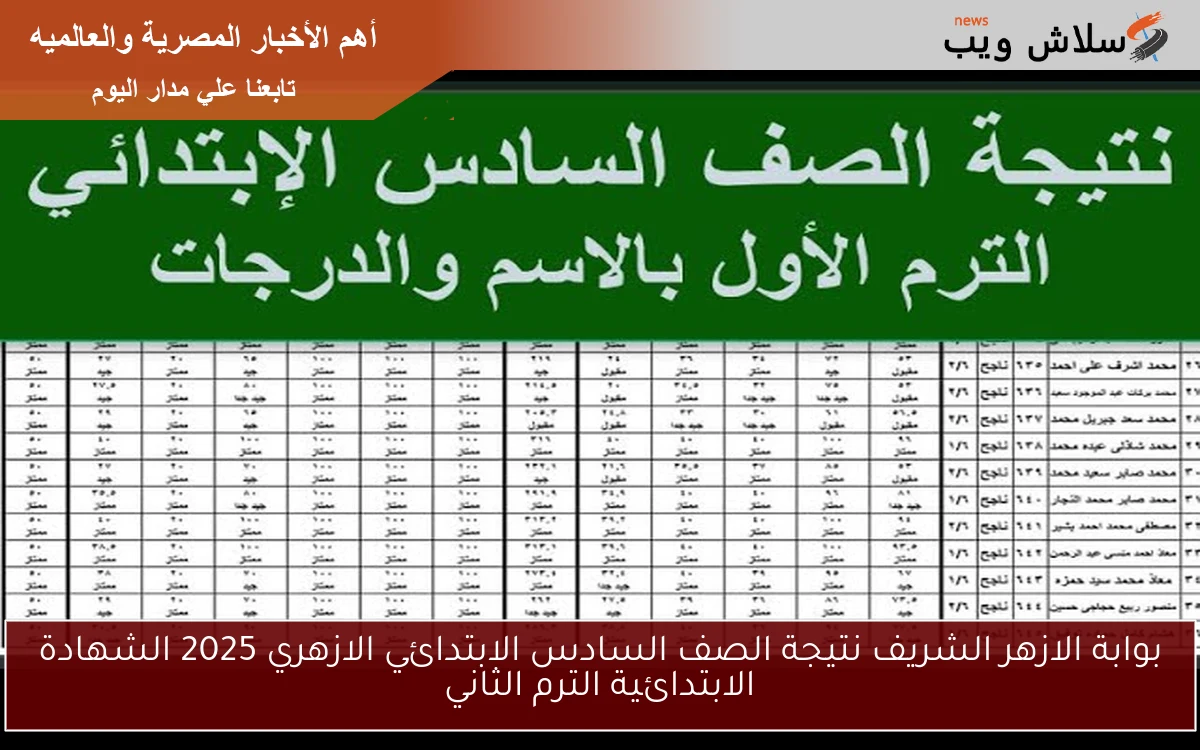 بوابة الازهر الشريف نتيجة الصف السادس الابتدائي الازهري 2025 الشهادة الابتدائية الترم الثاني