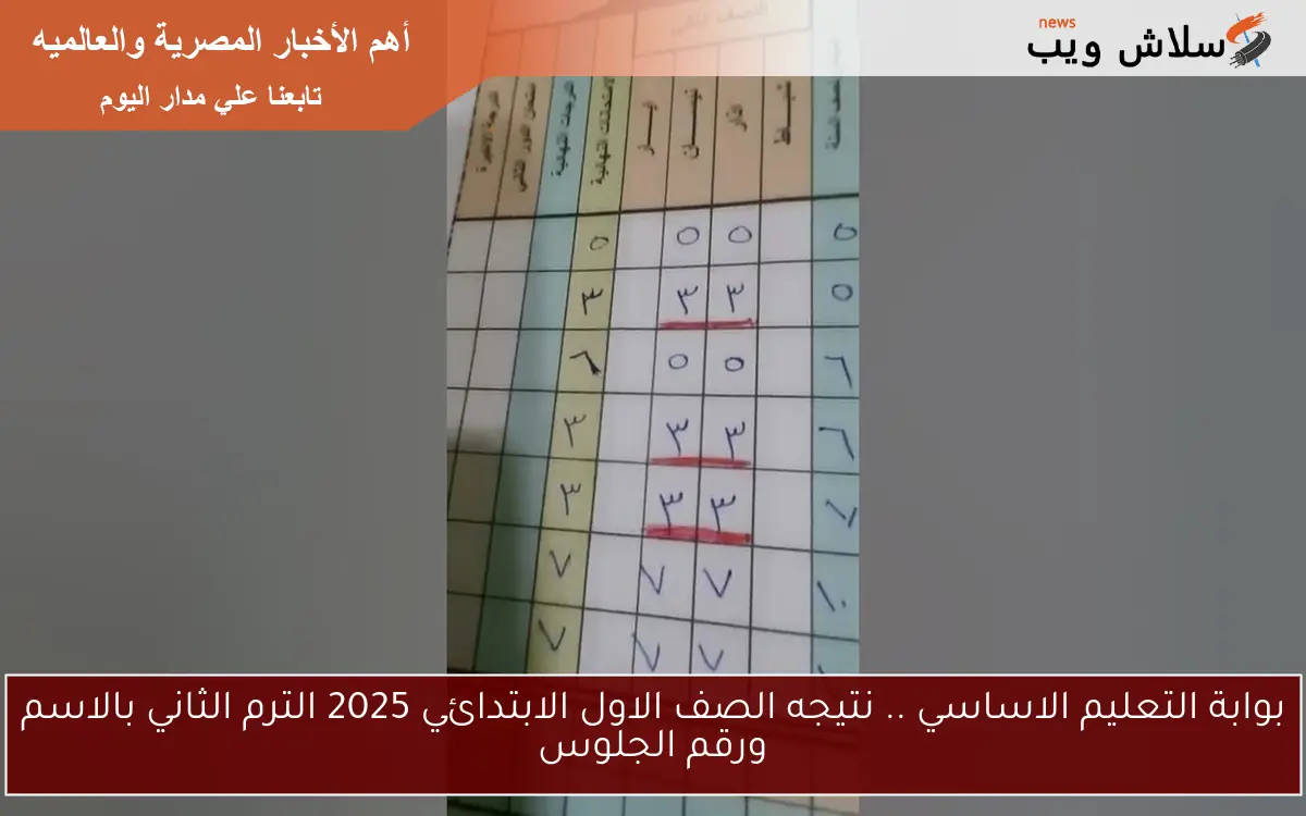 بوابة التعليم الاساسي .. نتيجه الصف الاول الابتدائي 2025 الترم الثاني بالاسم ورقم الجلوس