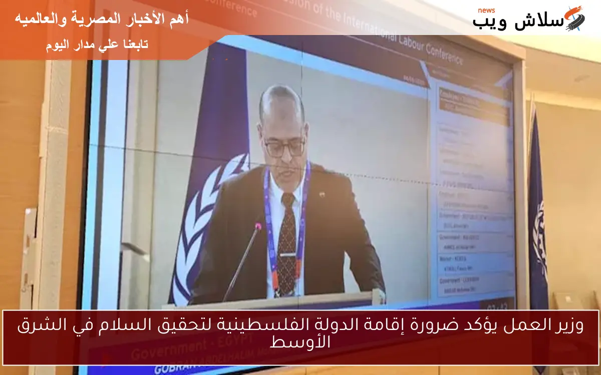 وزير العمل يؤكد ضرورة إقامة الدولة الفلسطينية لتحقيق السلام في الشرق الأوسط